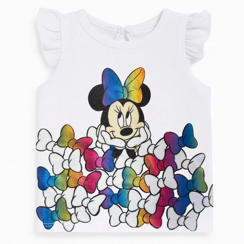 Minnie Mouse Rainbow Bow Tank and Mickey Print Shorts Set